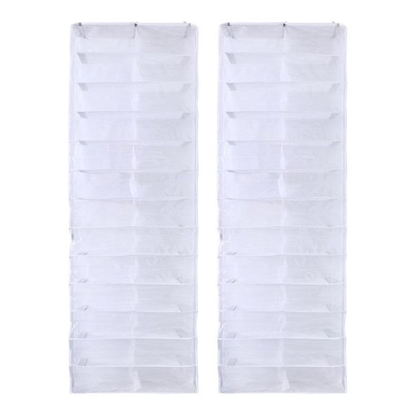 

clothing & wardrobe storage 2pcs 26 pockets over the door hanger shoes organizer closet shelves rack hanging space saver (white)