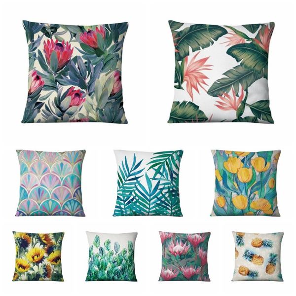

cushion/decorative pillow tropical plant printed pillowcase spring floral cushion decorative home decor sofa throw almofadas decorativas