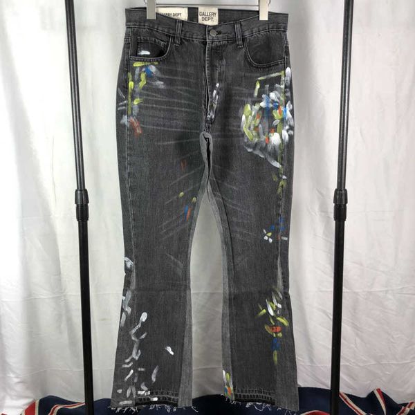 

trendy gallery dept jeans splash paint high street loose splicing flared pantsjx5h, Blue