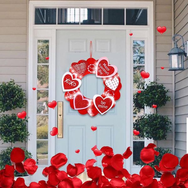 

decorative objects & figurines valentine's day led light heart-shaped wreath door hanging wall holiday decorations create a romantic at