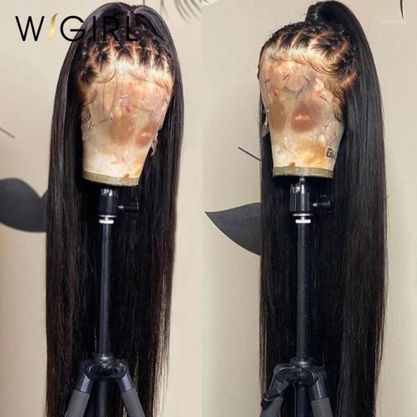 

wigirl 28 30 inch 360 lace front human hair wigs pre plucked brazilian 13x4 straight remy frontal wig for black women full1, Black;brown