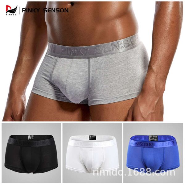 

underpants modal men's low waist boxers solid underwear, Black;white