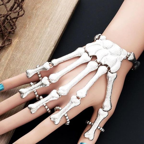 

charm bracelets find me vintage simple halloween skull ghost claw finger bracelet for women holiday jewelry accessories, Golden;silver