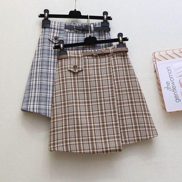 

woman pleated plaid high waist hip a-line style a line mini skirt skirts womens, Black