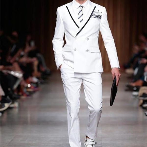 

men's suits & blazers more recent couple breasted high-lapel groomsmen groom white tux men's wedding suits prom blazer suit (jacke, White;black