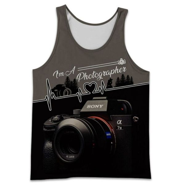 

camera pattern 3d printing high-quality men' vest summer daily travel street party beach novel visual stimulation gothic style, White;black