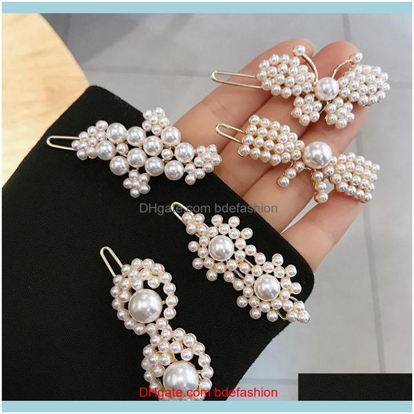 

clips & jewelry jewelryfashion clip women elegant korean style pearl metal hairpin girl handmade snap barrettes hair aessories tta1541-6 dro, Golden;silver