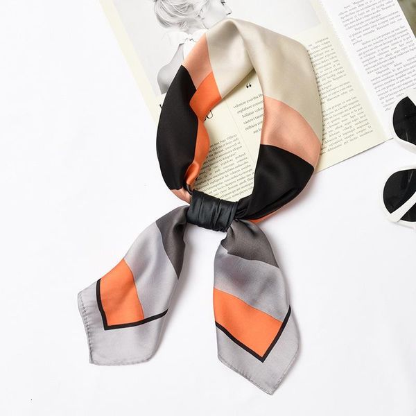 

scarves 70*70 cm scarf women square neckerchief 2021 foulard silk bandana small patchwork plaid, Blue;gray