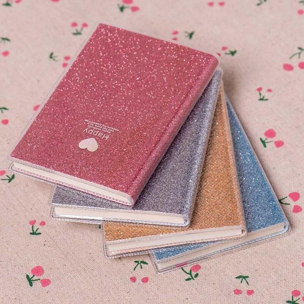 

notepads school shiny cool kawaii notebook paper schedule planner sketchbook gift for girl creative love pvc diary, Purple;pink