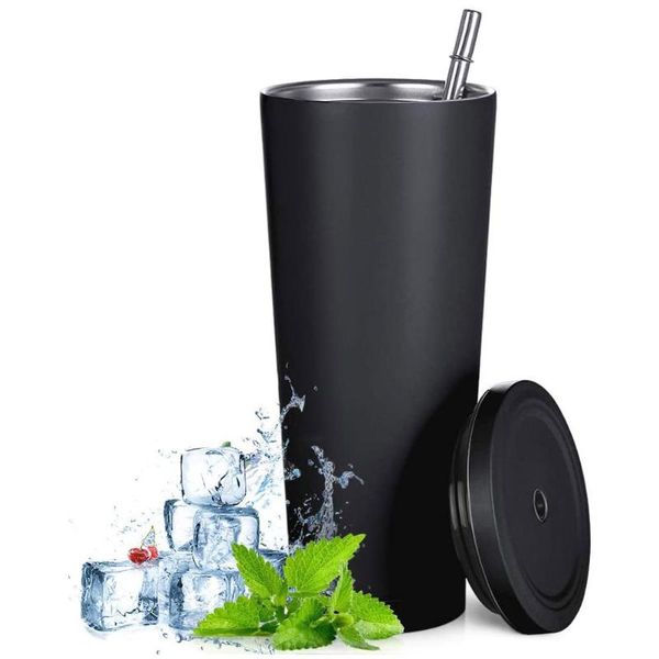 

coffee mug stainless steel water bottle reusable cup vacuum insulated with straw leakproof lid travel home tools bottles