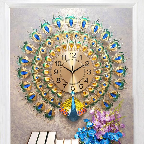 

wall clocks clock hanging peacock living room household watch personality fashion creative quartz chinese style