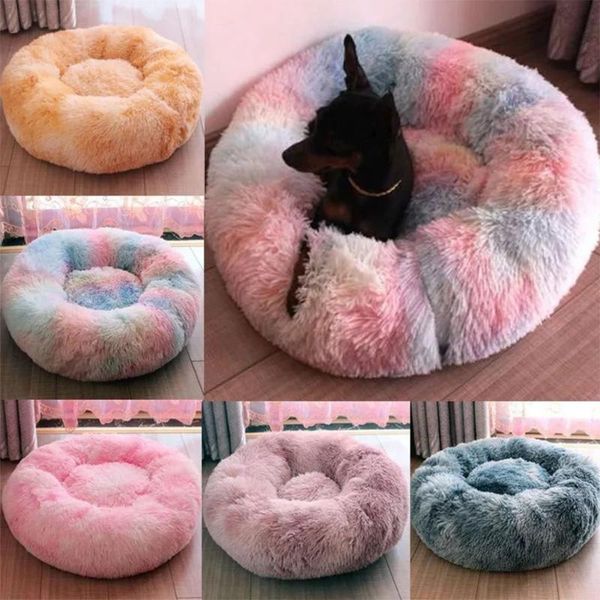 

kennels & pens pet dog bed warm fleece round kennel house long plush winter pets beds for medium large dogs cats soft sofa cushion mats
