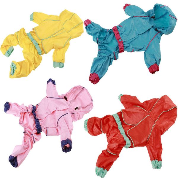 

the dog clothes sports big dog raincoat spring and summer four legged waterproof poncho pet clothing teddy gold