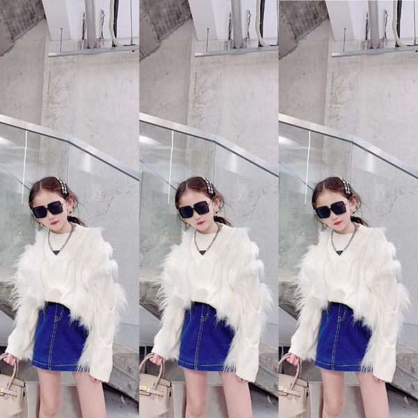 

pullover children's girls 2021 net red same style autumn and winter fashion fur sweater, Blue