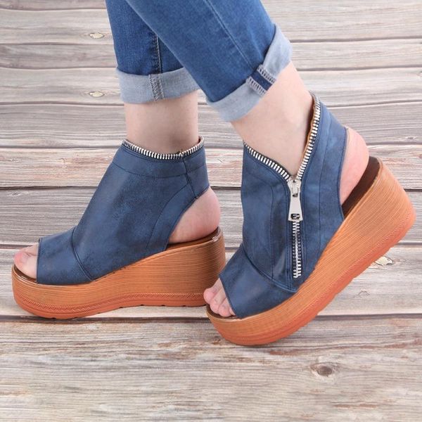 

sandals 2021 retro women wedges shoes high heels summer chaussures femme platform sandalia feminina, Black