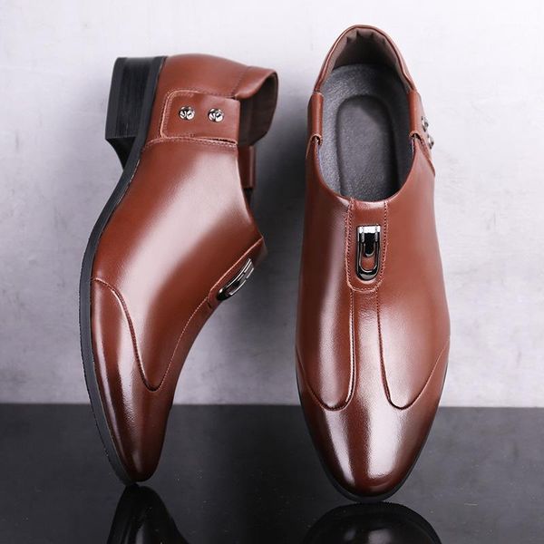 

dress shoes brand brown red black men business pointed toe wedding leather formal casual flats yu890