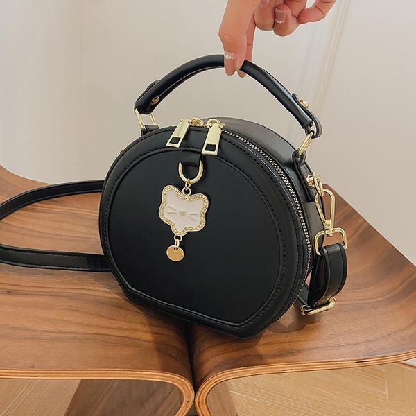 

evening bags elegant round shoulder for women 2021 chain solid color small pu leather female crossbody bag designer women's mini handba