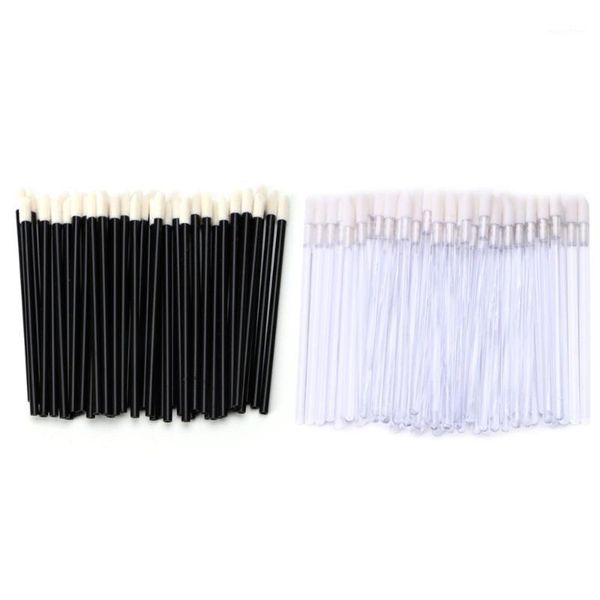 

50pcs disposable lip brush gloss lipstick wands applicator makeup cosmetic tool black/transparent color1