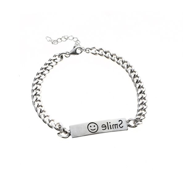 

hand catenary alloy square letter smile bracelet, Black