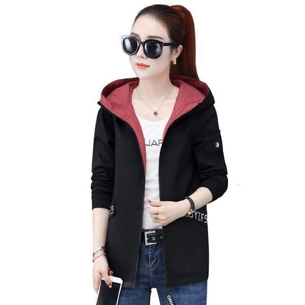 

women's jackets spring autumn short baseball casual long sleeve hooded windbreaker loose plus size ladies jackets 4xl lexx, Black;brown