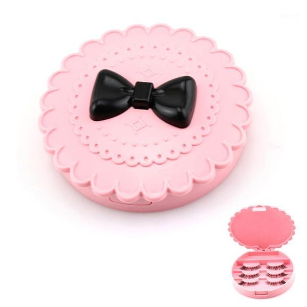 

acrylic flower eyelash storage box makeup cosmetic mirror case organizer (pink)1