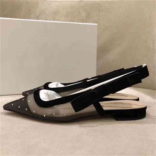 

bow nude letter knot high heel shoes women runway pointed toe low woman gladiaor sandals lady design mesh flat, Black