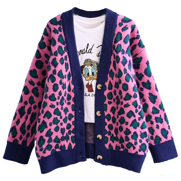 

women's sweaters sweater with a large leopard print, cardigan low v, thick, , korean, long sleeve, knitted or crocheted, office jacket,, White;black
