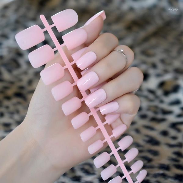 

candy peach pink nail tips medium square diy salon fake false nails art kit women daily wear without glue sticker 200m1, Red;gold