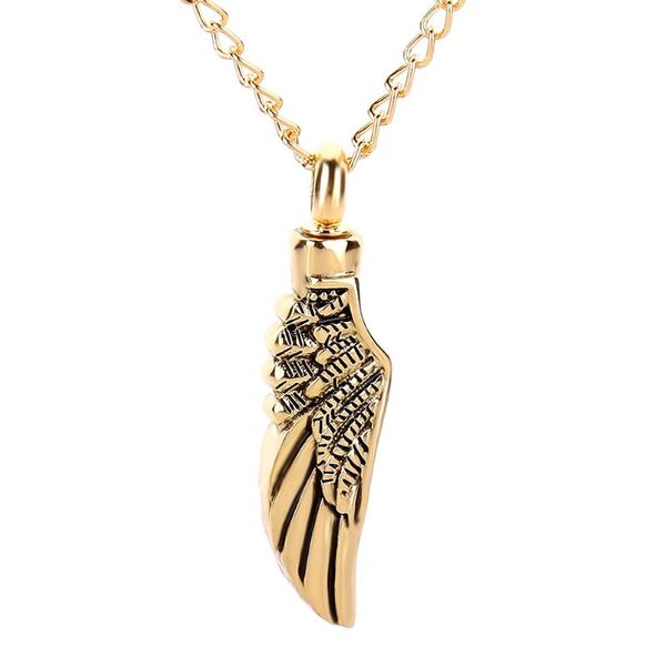 

vintage angel wing pendant necklace chain for women men memorial keepsake ashes urn cremation jewelry necklaces, Silver