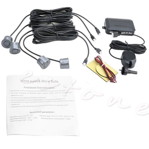 

car rear view cameras& parking sensors 4 reverse backup buzzer system sound alarm silver