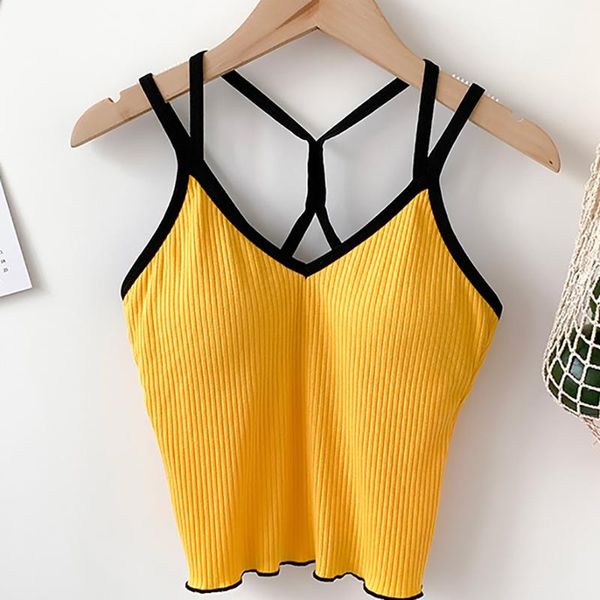 

women's tanks & camis heliar women cotton crop padded lingerie underwear female age spagetti basic straps for, White