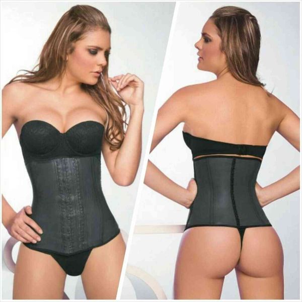 

luxury women's shapers 8085 cotton lining pure body shaping cloth buckle waist seal rubber corset, Black;white