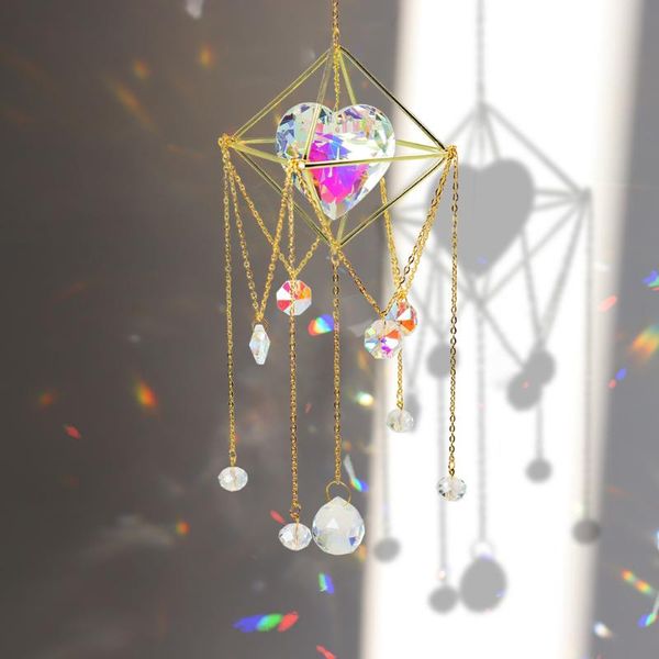 

decorative objects & figurines window car hanging ornament home garden suncatcher crystal love heart chandelier pendant prism lamp ornamen