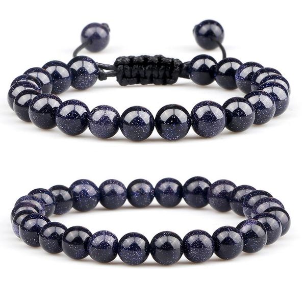 

beaded, strands elastic/braided 8mm beaded bracelet natural stones woven string adjustable handmade for men/women bracelets&bangles lover gi, Black