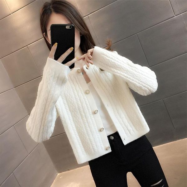 

women's knits & tees knitting cardigan clothing in 2021 the of tall waist brief paragraph sweater coat with a little money, White