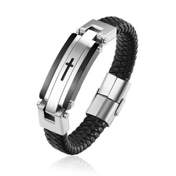 

bangles bracelets platform cross leather bracelet, Black