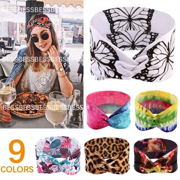

fashion lepoard headband wide turban cross knot hairband hipsy streetwear headwear workout yoga sport hair accessories1