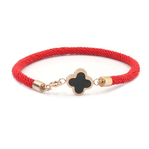 

korean new silver plated benmingnian red rope bracelet for female students, Black