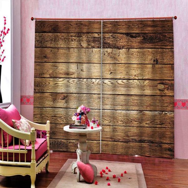 

curtain & drapes thick 3d curtains window treatment wooden brick wall printing blackout brown bedroom