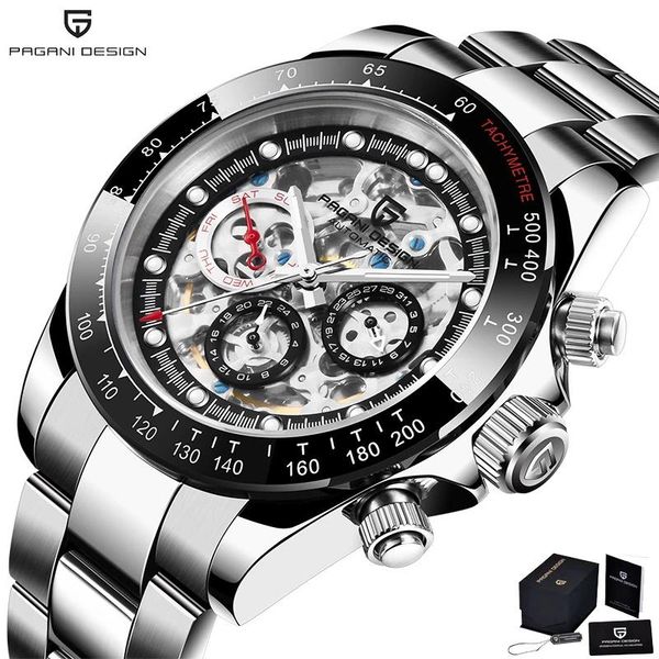

wristwatches pagani design automatic mechanical watch men's wristwatch business waterproof ceramic bezel, Slivery;brown