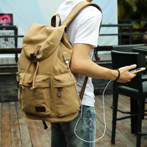 

backpack men's vintage canvas school bag travel bags large capacity laptop