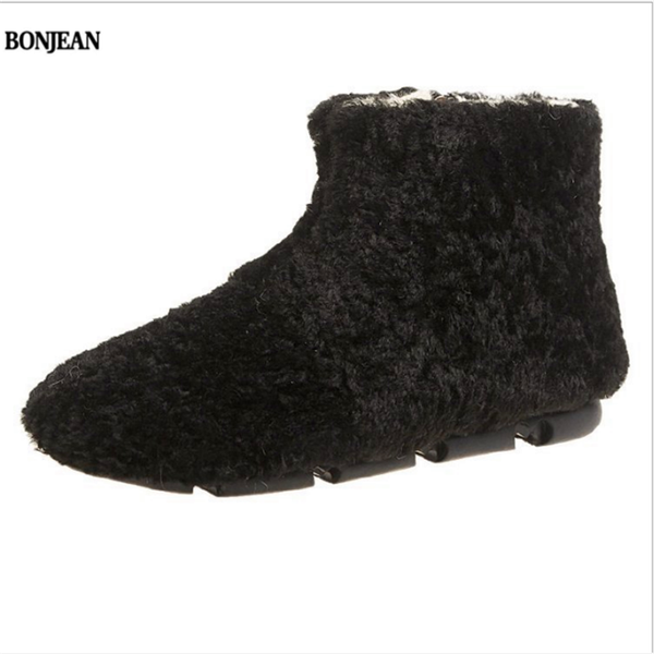 

boots women's shoes winter 2021 korean fashion outside wear short cotton thick soles side zipper and pile warm, Black