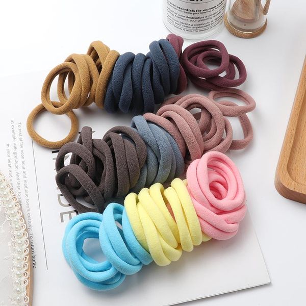 

50pcs elastic hair bands girls solid color rubber band ponytail holder gum headwear korean girl accessories ornaments, Slivery;white