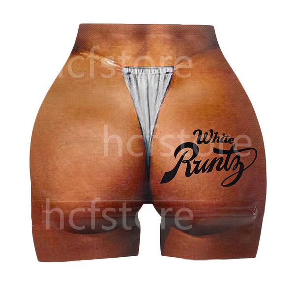 

white runtz mylar bags die cut 3.5g empty dry herb flower packaging butt shape