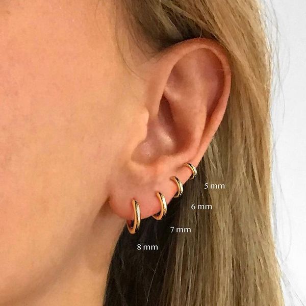 

hoop & huggie minimalis 100% 925 sterling silver circle earrings for anniversary engagement earring pendient 5/6/7/8/9 mm, Golden;silver
