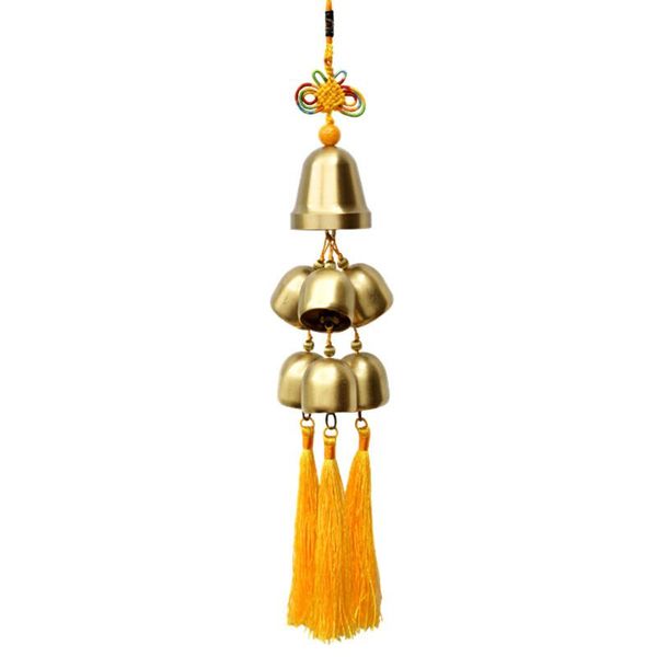 

decorative objects & figurines 1 string pure copper bells wind chimes hanging feng shui ornament yellow red strings