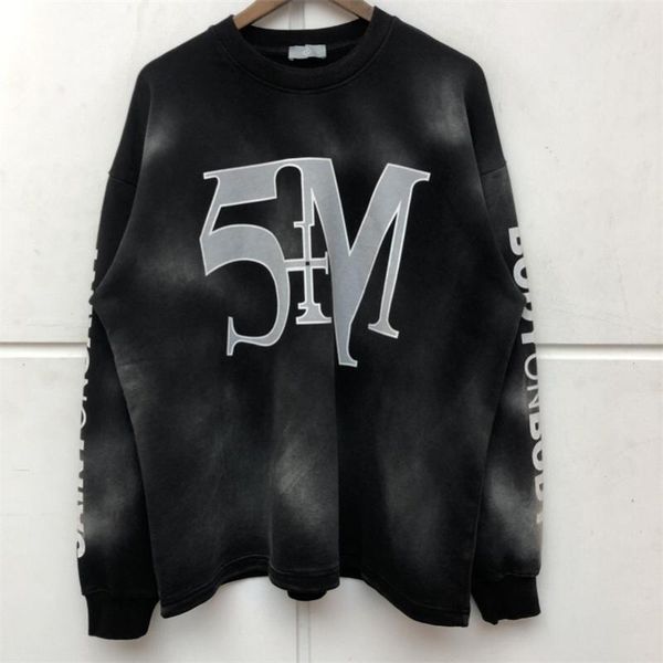 

men's hoodies & sweatshirts vintage 5m large letter printed logo men women washed make old hoodie terry cloth pullovers 2021fw, Black