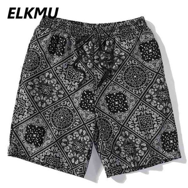 

elkmu harajuku streetwear shorts bandana paisley pattern fashion summer hip hop casual bottoms elastic waist he917 210629, White;black