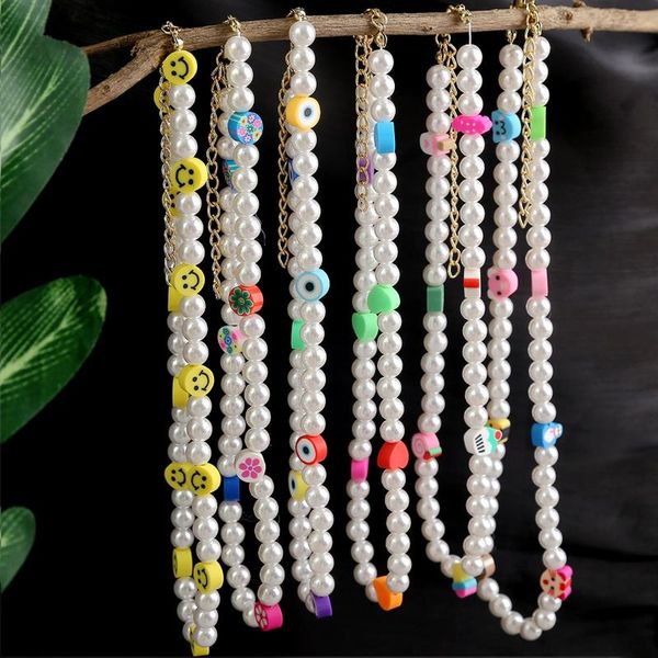 

chokers fashion white pearl necklace for women 2021 smile flower animal pendant choker statement luxury lady collar accessoreis, Golden;silver