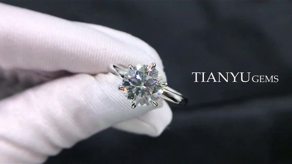 

tianyu gems customized 14k white gold 1ct/1.5ct /2ct diamond moissanite engagement rings, Silver